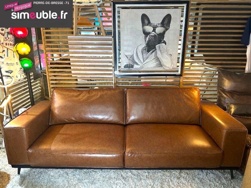 Canapé 3 places fixe effet cuir exclusivité Simeuble 