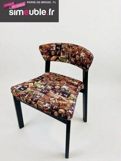 Chaise en bois et tissu microfibre sur le thème du vin