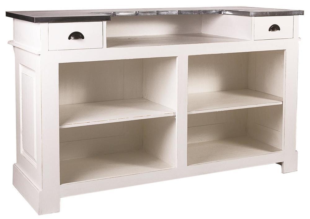 Bar plateau zinc en pin massif avec 2 tiroirs 2