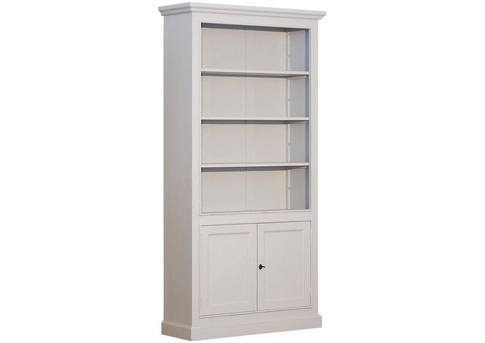 Bibliothèque ouverte en pin massif avec corniche