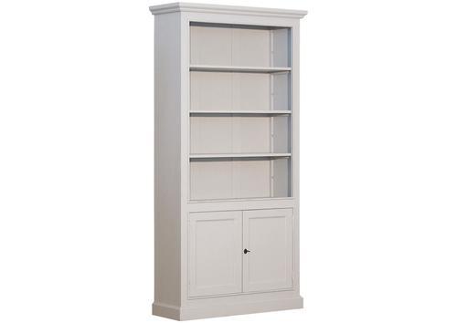 Bibliothèque ouverte en pin massif avec corniche