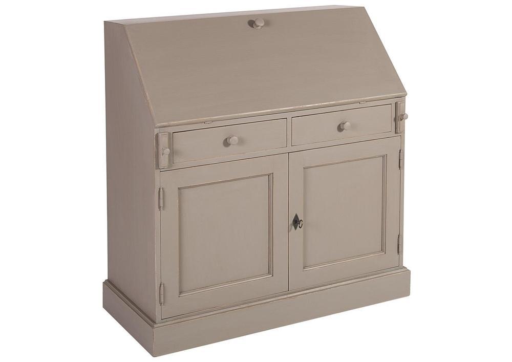 Secrétaire style anglais pin massif taupe 6 tiroirs 2