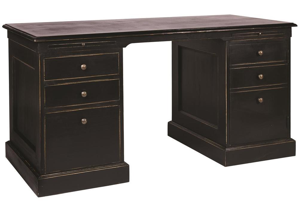 Bureau de ministre en pin massif avec tiroirs