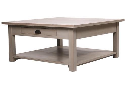 Table basse carrée en pin massif avec tiroir