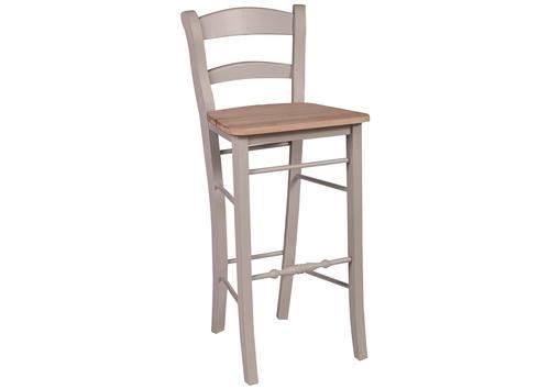 Tabouret en pin massif bicolore avec repose pieds