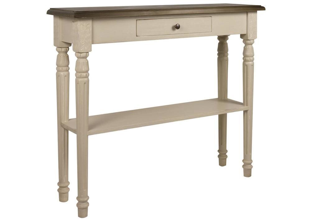 Jolie console en pin avec tablette et tiroir 1