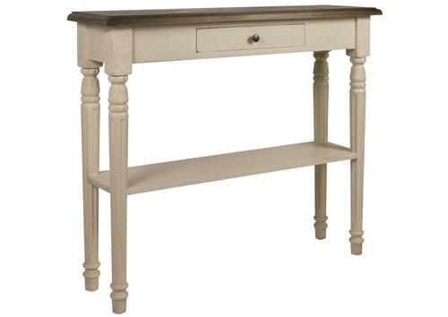 Jolie console en pin avec tablette et tiroir