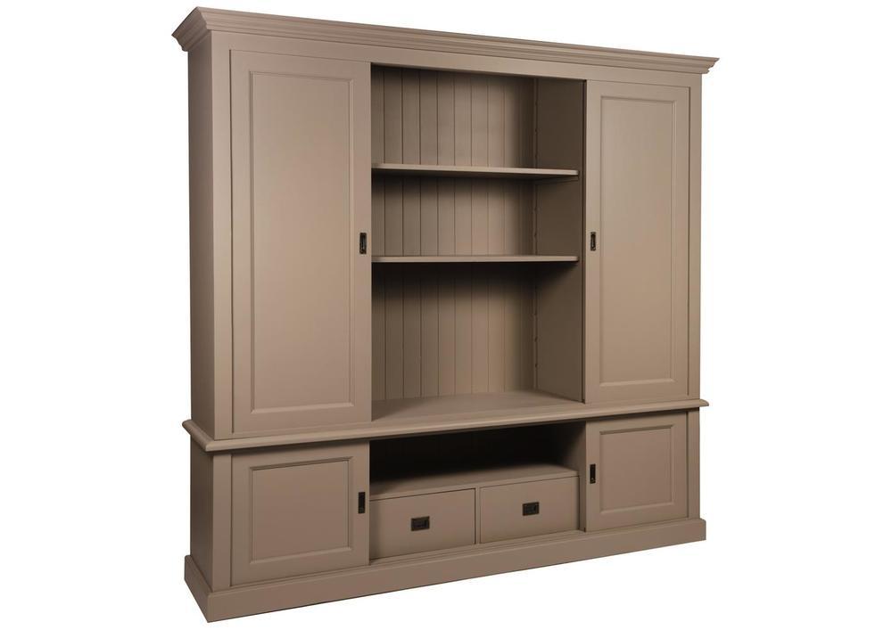 Grand meuble télé 4 portes coulissantes en pin massif 2