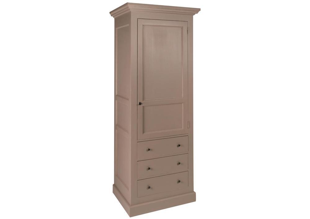 Armoire 1 porte 3 tiroirs en pin massif taupe