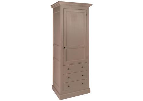Armoire 1 porte 3 tiroirs en pin massif taupe