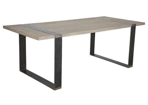 Table style atelier plateau en pin pieds métal