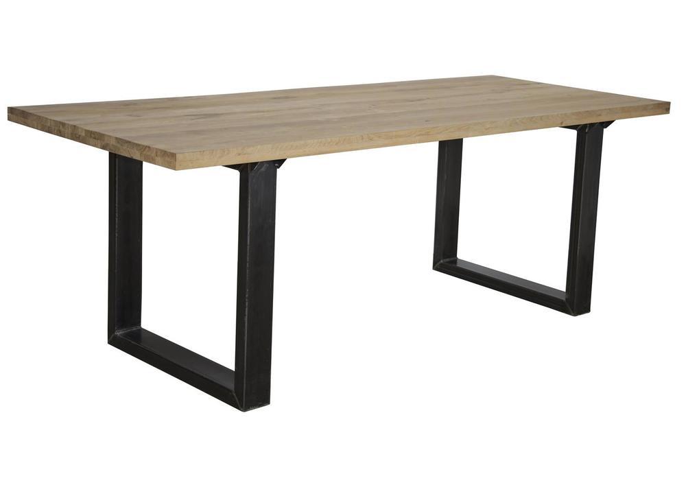 Elégante table pieds métal plateau en pin massif