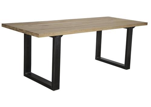 Elégante table pieds métal plateau en pin massif