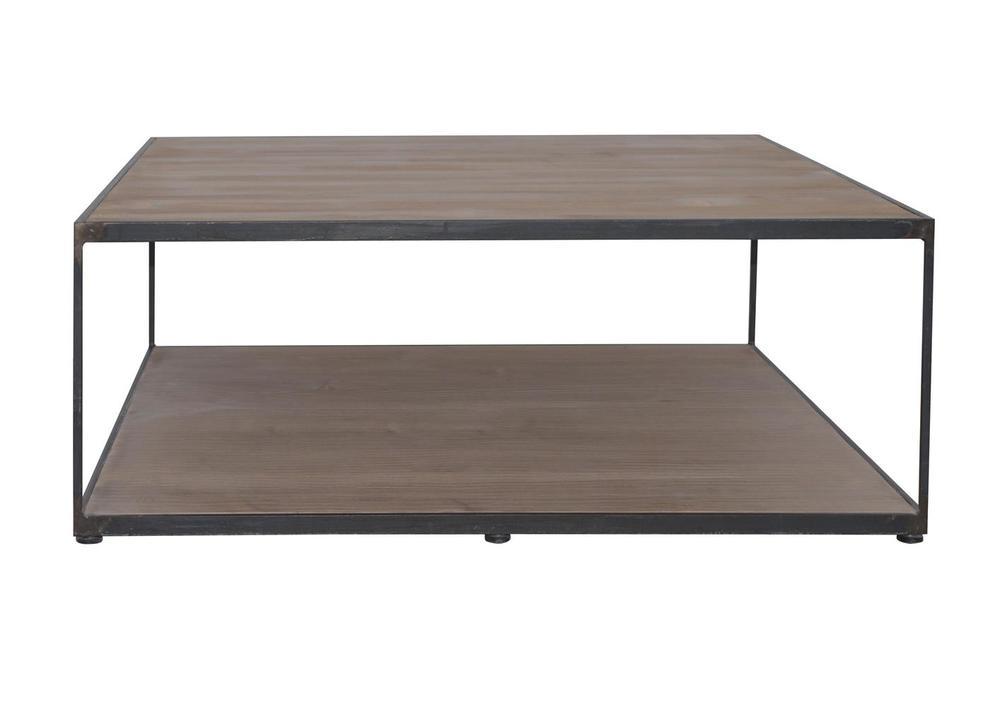 Jolie table carrée style atelier en pin