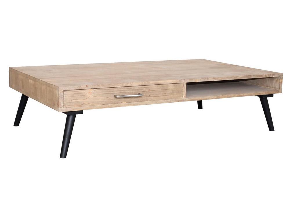 Table basse en pin style scandinave 1 tiroir