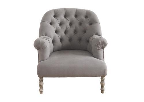 Fauteuil style anglais en tissu et pieds tournés