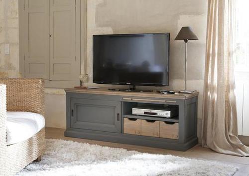 Meuble TV au charme campagnard 1 porte coulissante et 1 tiroir