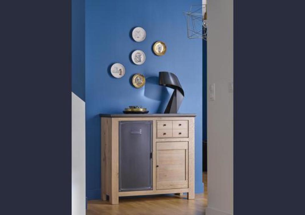 Meuble d'entrée 1 porte métal, 1 porte bois, 1 tiroir 1