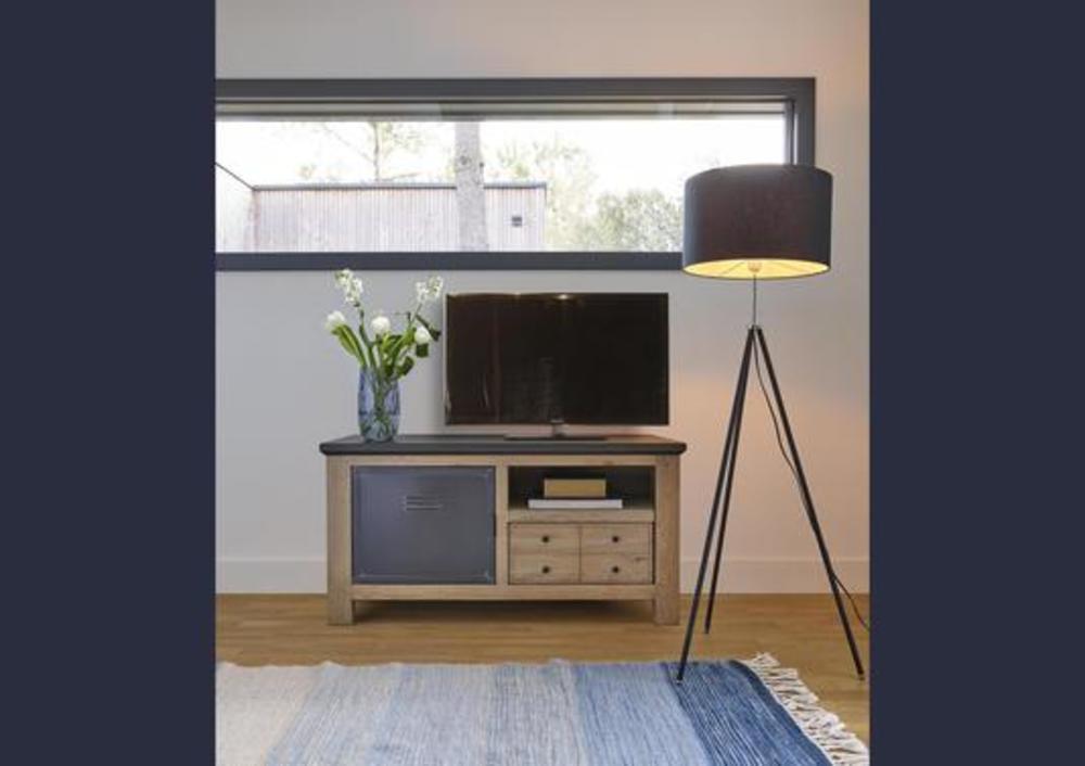 Meuble TV 1 ou 2 portes métal, 1 tiroir, 1 niche 1