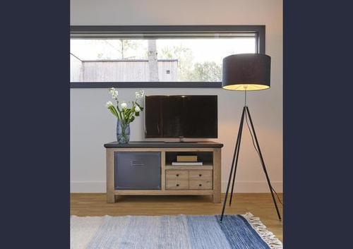 Meuble TV 1 ou 2 portes métal, 1 tiroir, 1 niche