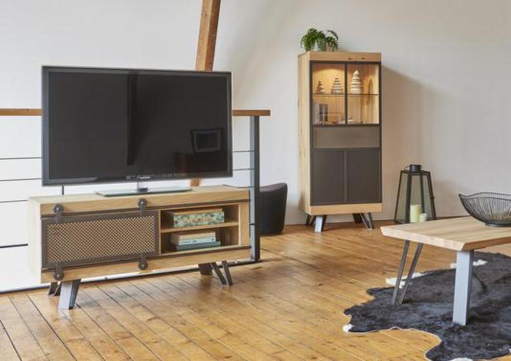 Meuble TV 1 porte métal coulissante