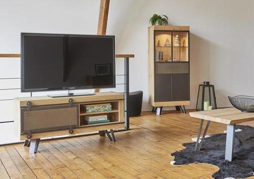 Meuble TV 1 porte métal coulissante