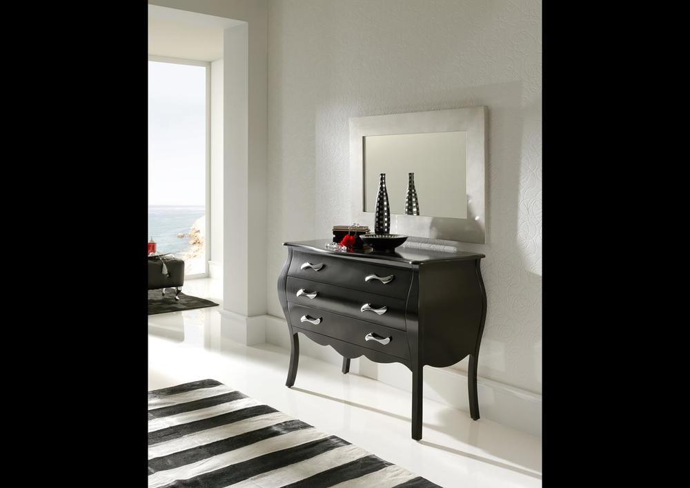 Commode 3 tiroirs laquée noire 4