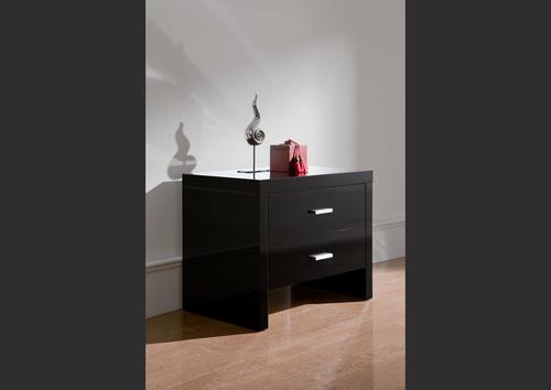 Chevet 2 tiroirs laqué noir