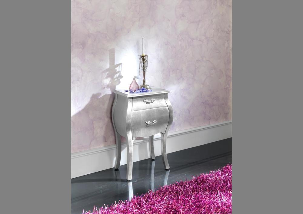 Chevet style baroque 2 tiroirs laqué blanc 4