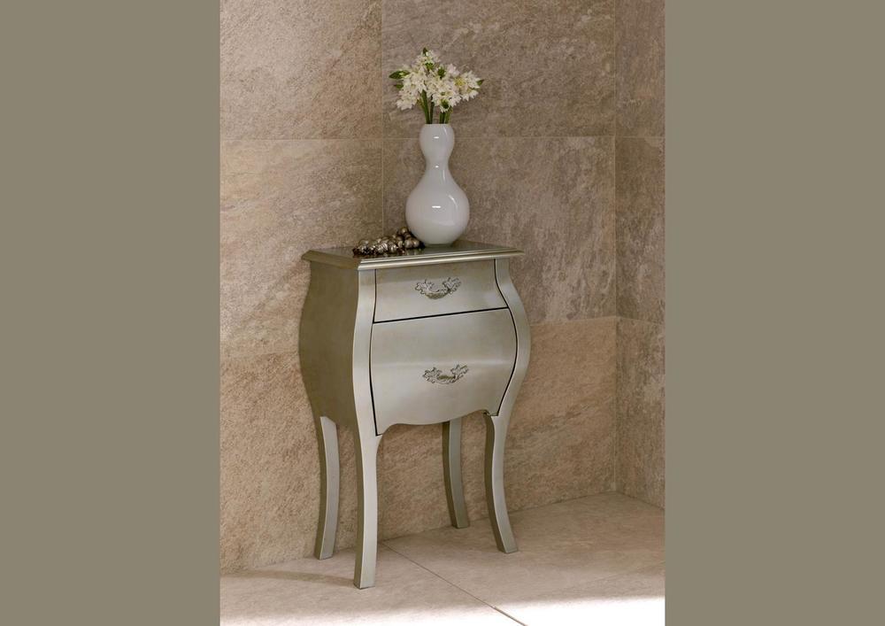 Chevet style baroque 2 tiroirs laqué blanc 3