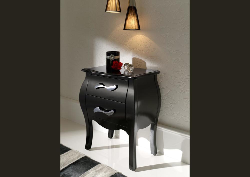 Chevet contemporain 1 tiroir laqué argent pieds chromé 4