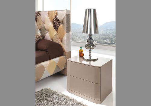 Chevet contemporain 2 tiroirs laqué brun