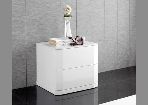 Chevet 2 tiroirs, contemporain laqué blanc