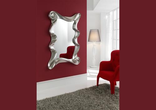 Miroir contemporain vertical laqué argent