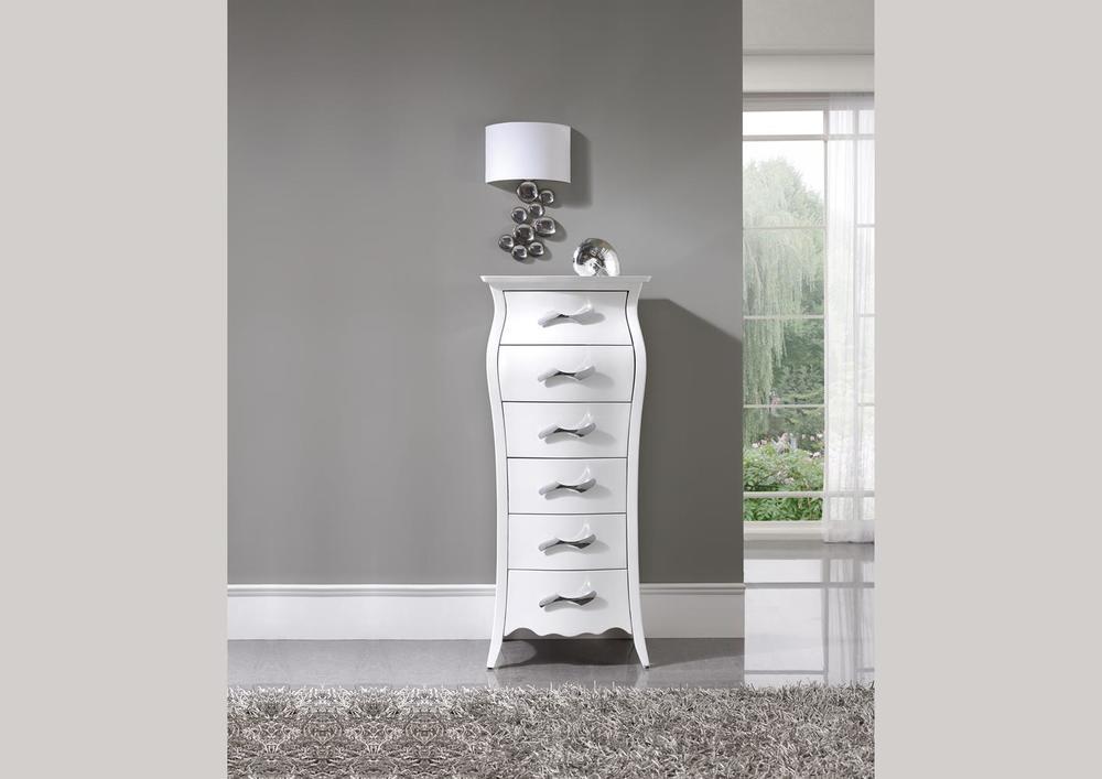 Chiffoniers style baroque 6 tiroirs laqué blanc