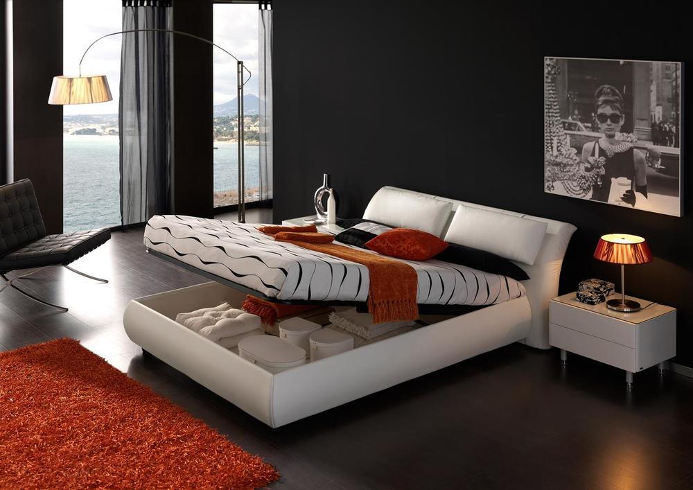 Lit contemporain en pvc blanc avec coffre 2