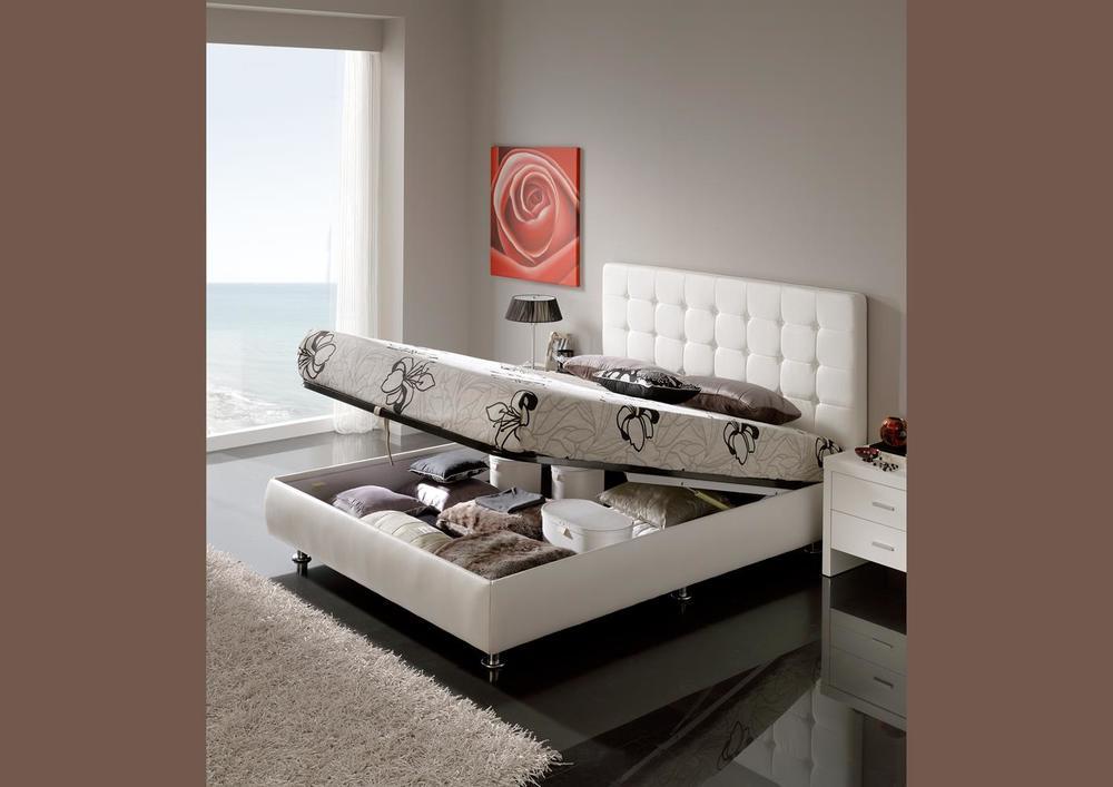 Lit contemporain en pvc blanc avec coffre 4