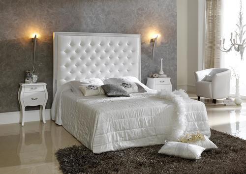 Tête de lit contemporaine en pvc blanc