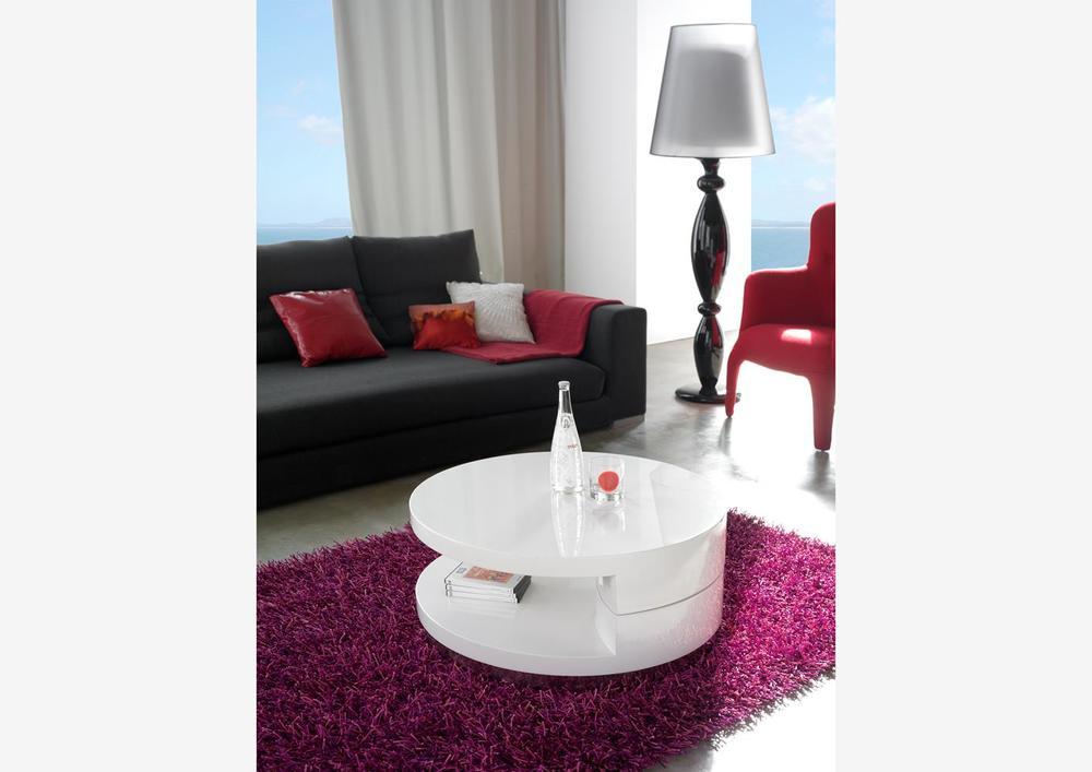 Table basse contemporaine amovible en laquée blanche 2