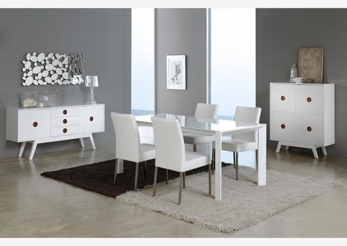 Table contemporaine en verre laquéeblanche