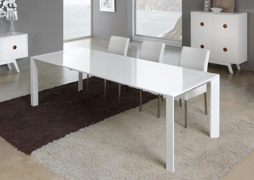 Table contemporaine en verre laquéeblanche 3