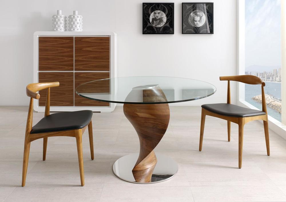 Table style rétro en mélaminée blanche, pieds chêne 4