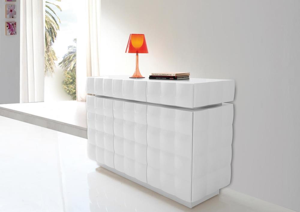 Enfilade contemporaine laquée blanche barre alu