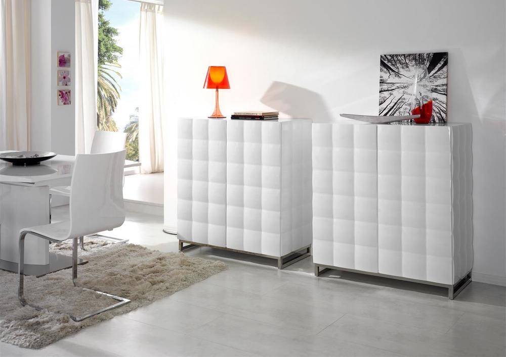 Enfilade contemporaine laquée blanche barre alu 3