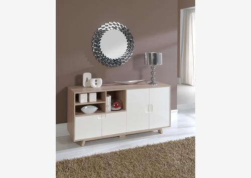 Enfilade bicolore laquée blanche 2 portes, 1 tiroir