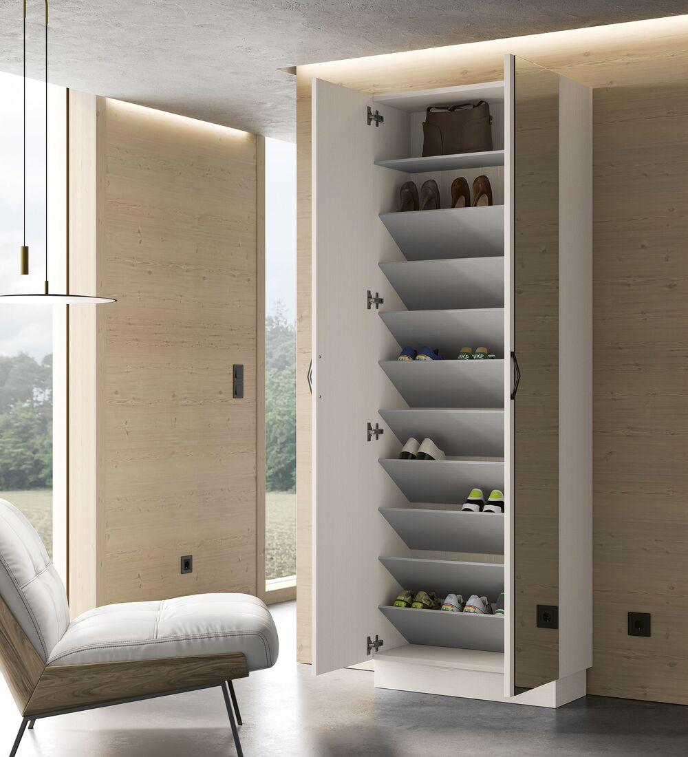 Meuble à chaussure haut 1 porte miroir 1 porte pleine 2