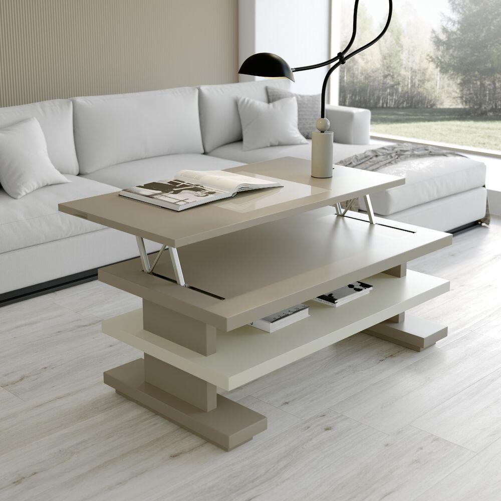 Table basse plateau relevable esthétique géométrique 2