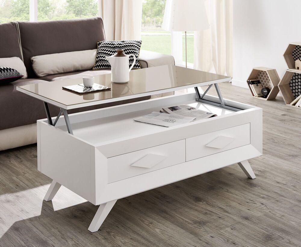 Table basse relevable avec coffre de rangement 2