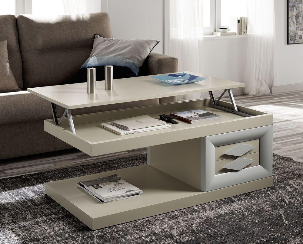 Table basse relevable avec tiroirs de rangement  2