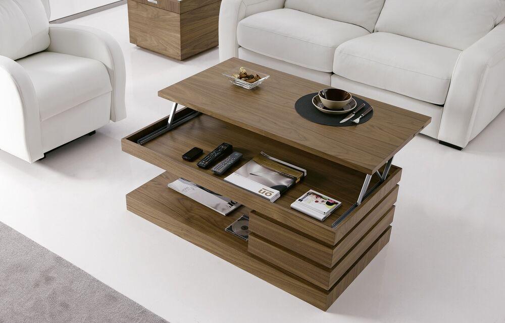 Table basse relevable design avec tiroirs de rangement 2